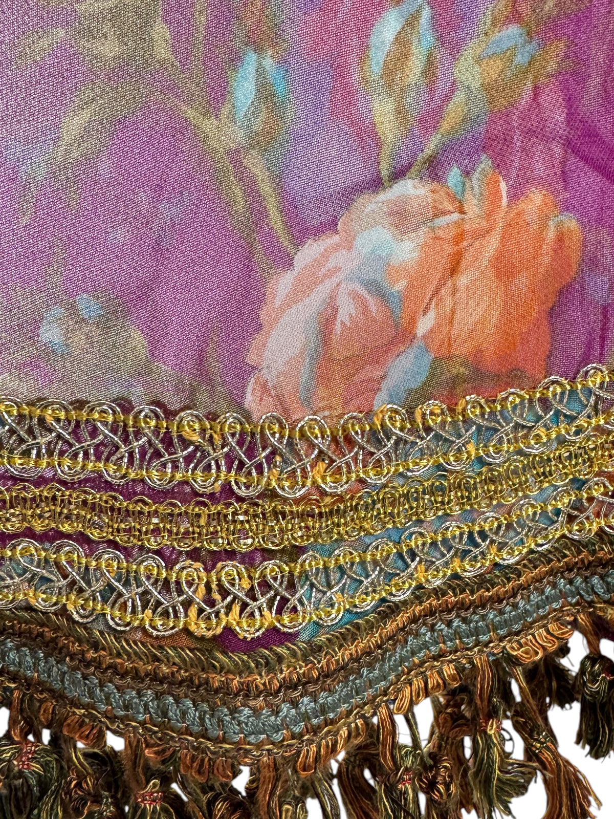 Dolce Gabbana Spring 1994 Wrap floral printed crop top and passementerie