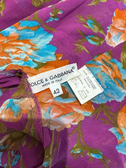 Dolce Gabbana Spring 1994 Wrap floral printed crop top and passementerie