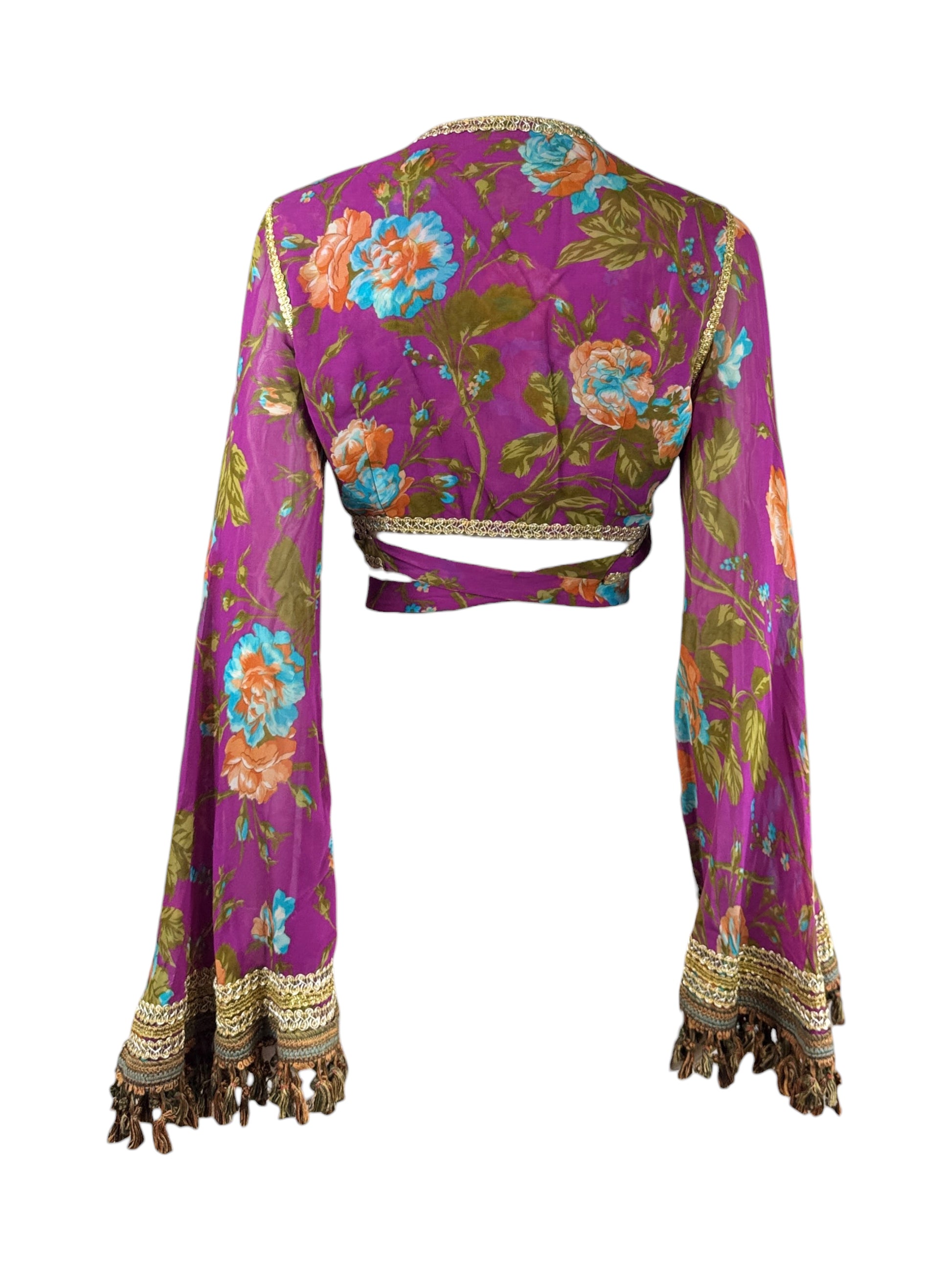 Dolce Gabbana Spring 1994 Wrap floral printed crop top and passementerie