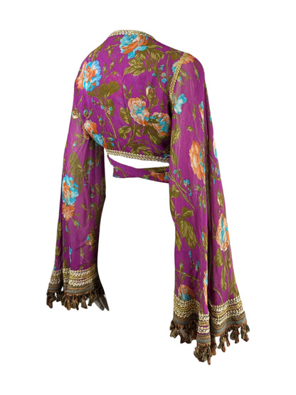 Dolce Gabbana Spring 1994 Wrap floral printed crop top and passementerie