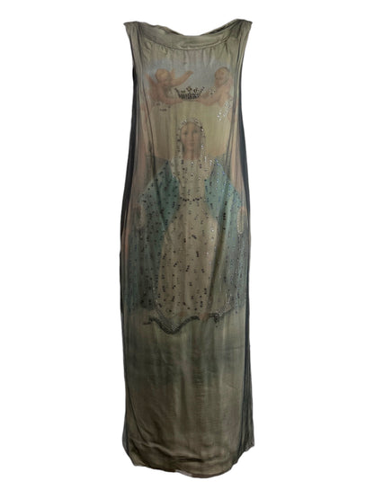 Dolce Gabbana Spring 1998 Kate Moss printed silk Madonna dress