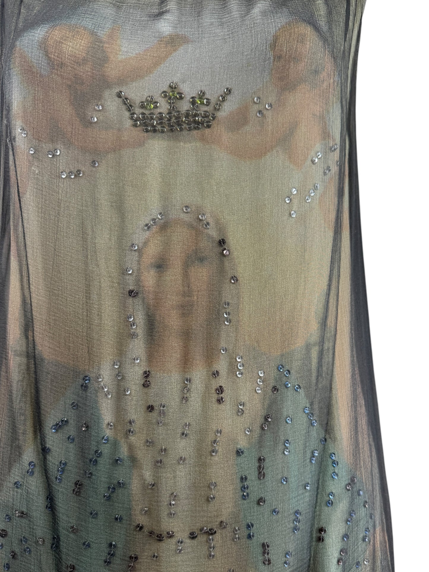 Dolce Gabbana Spring 1998 Kate Moss printed silk Madonna dress