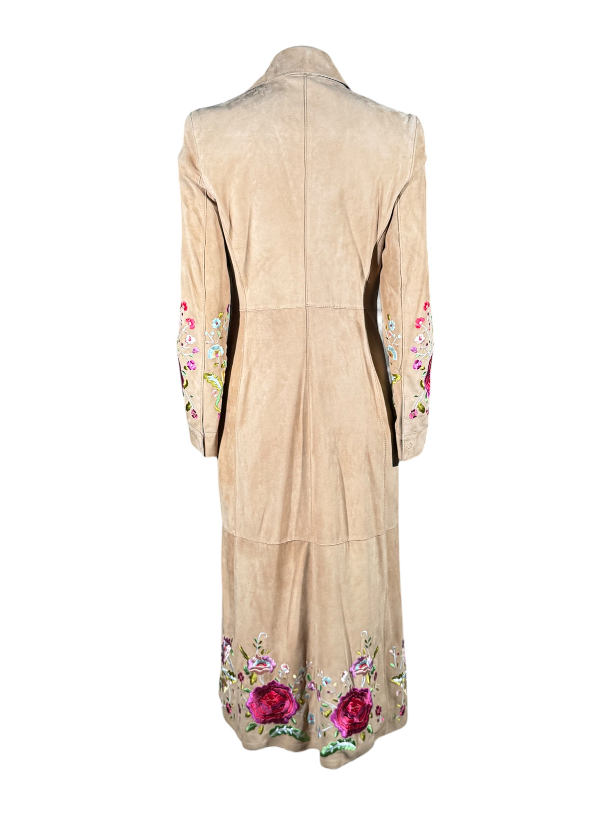 Dolce Gabbana Spring 2001 Floral embroidered goatskin sand coat