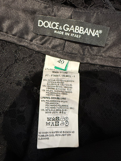 Dolce Gabbana Spring 2015 black guipure trouser suit