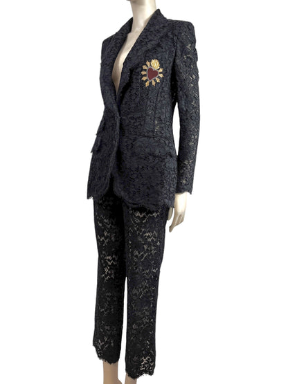 Dolce Gabbana Spring 2015 black guipure trouser suit