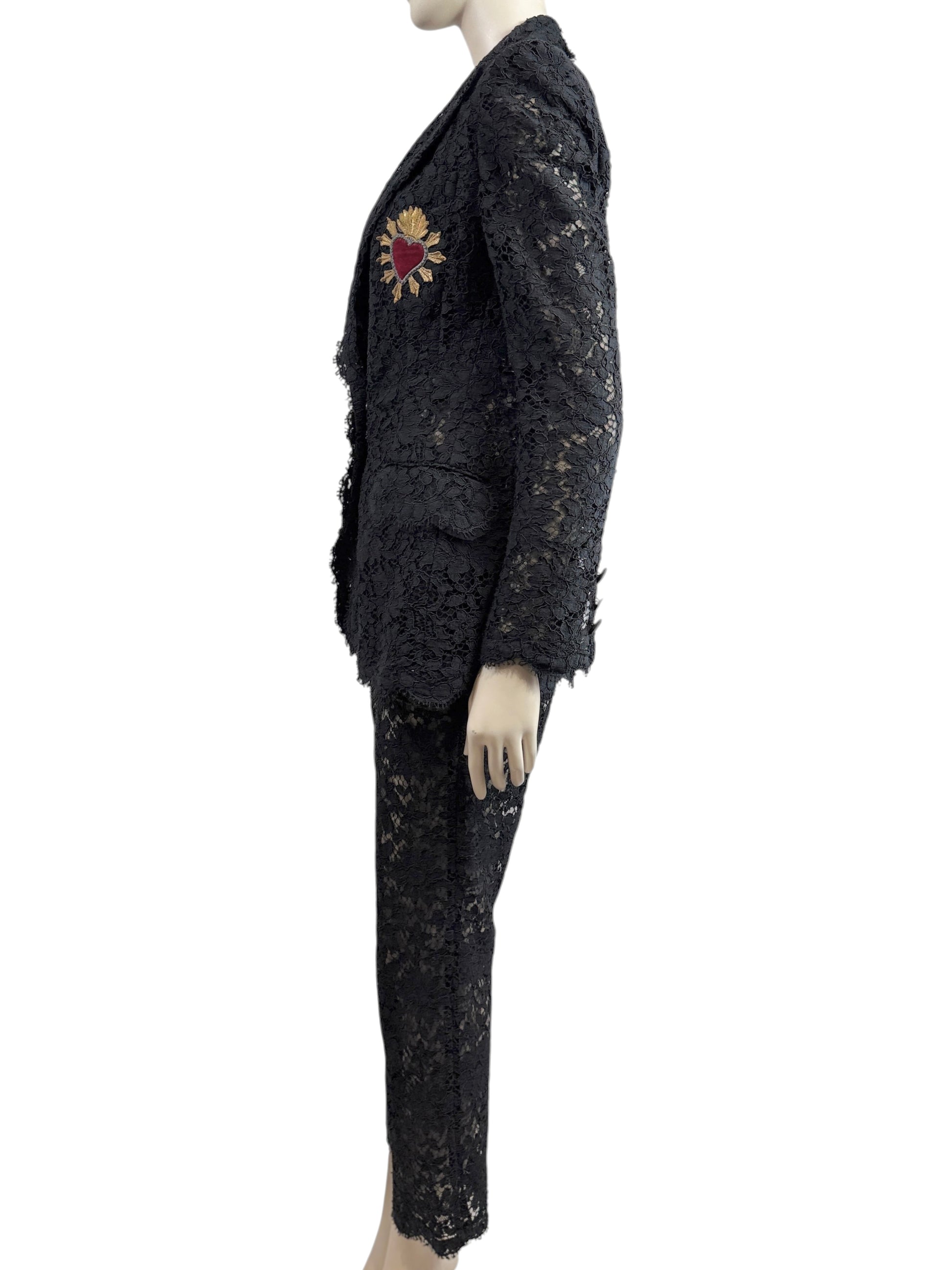 Dolce Gabbana Spring 2015 black guipure trouser suit