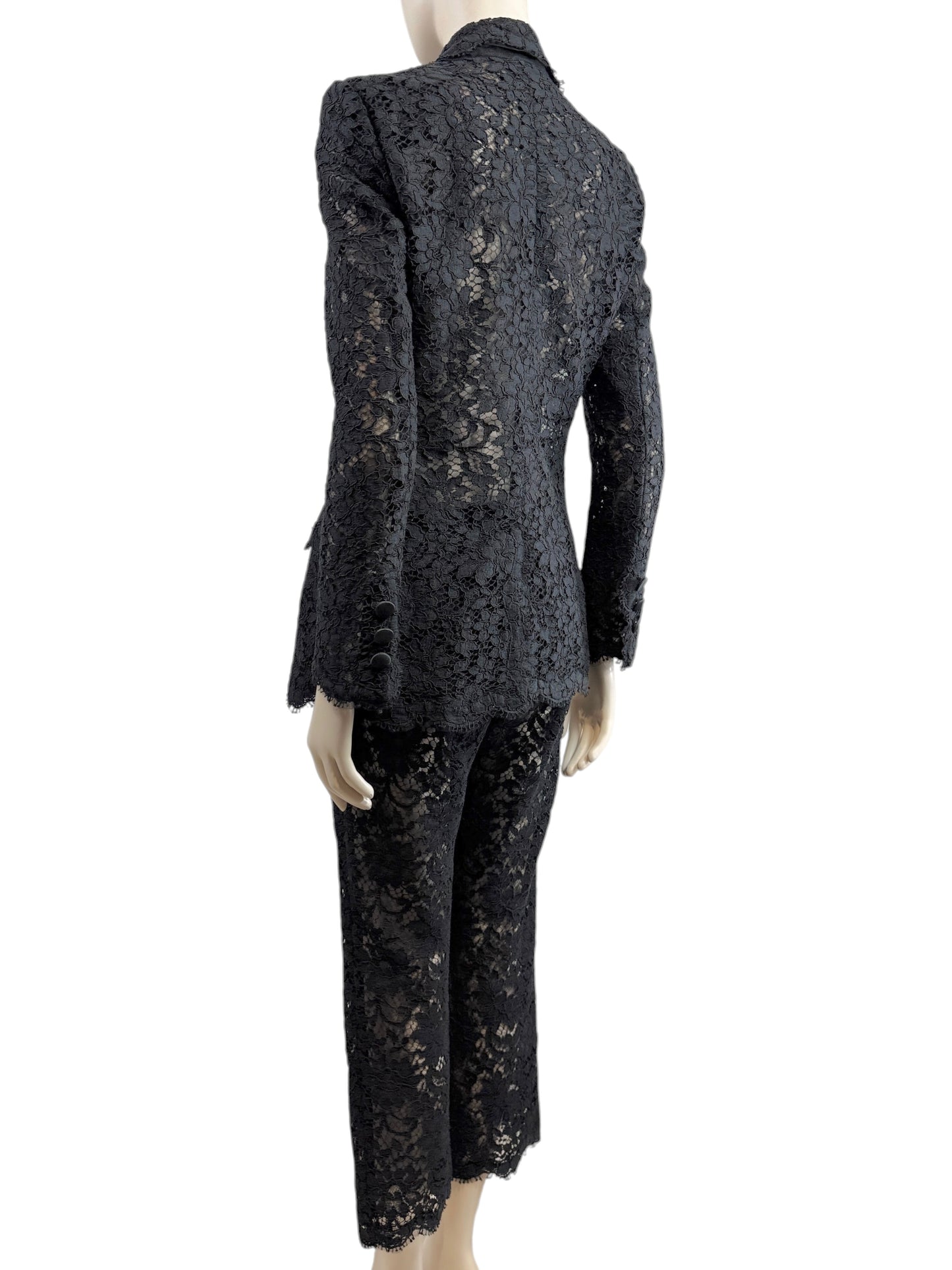 Dolce Gabbana Spring 2015 black guipure trouser suit