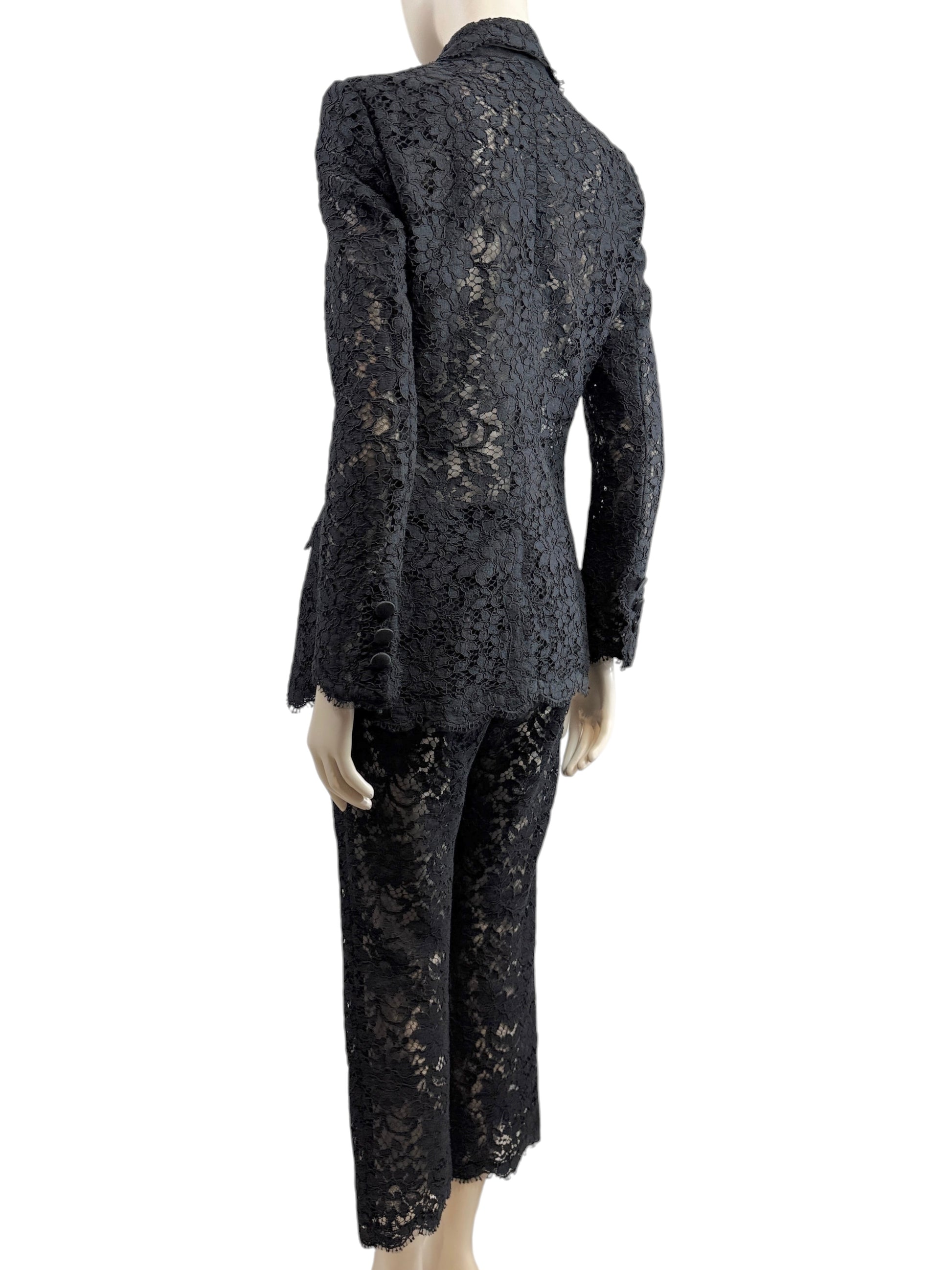 Dolce Gabbana Spring 2015 black guipure trouser suit