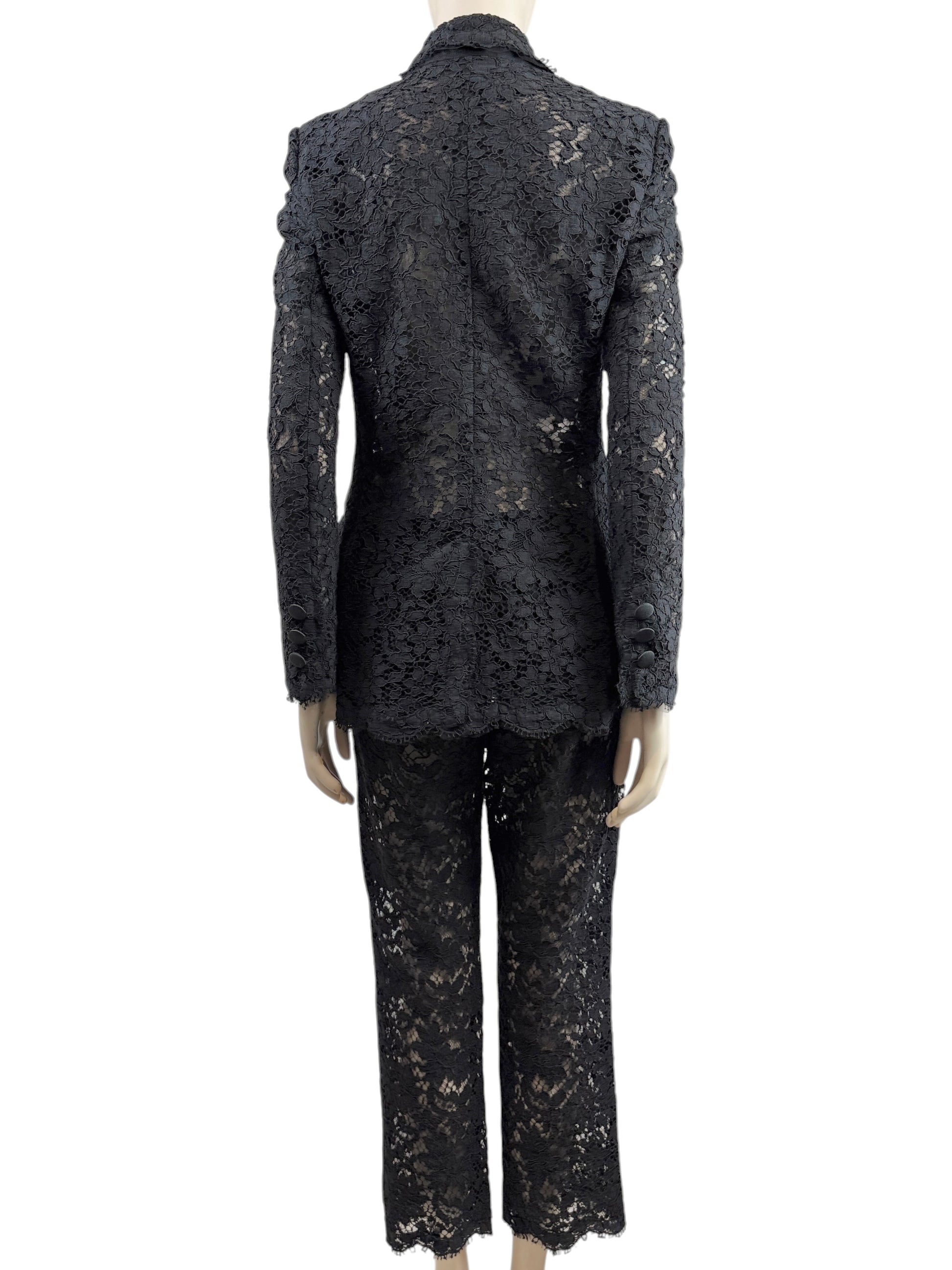 Dolce Gabbana Spring 2015 black guipure trouser suit