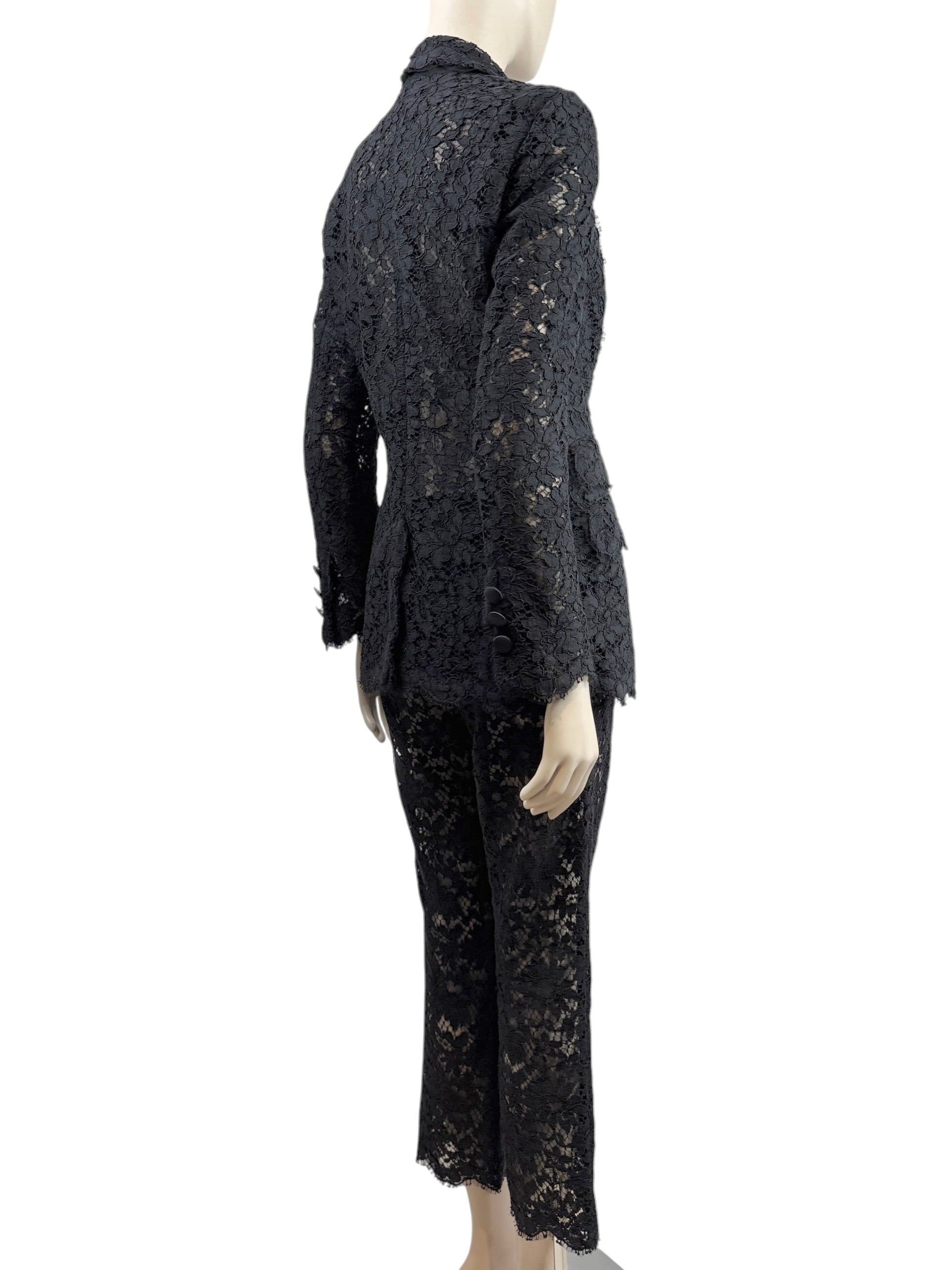 Dolce Gabbana Spring 2015 black guipure trouser suit