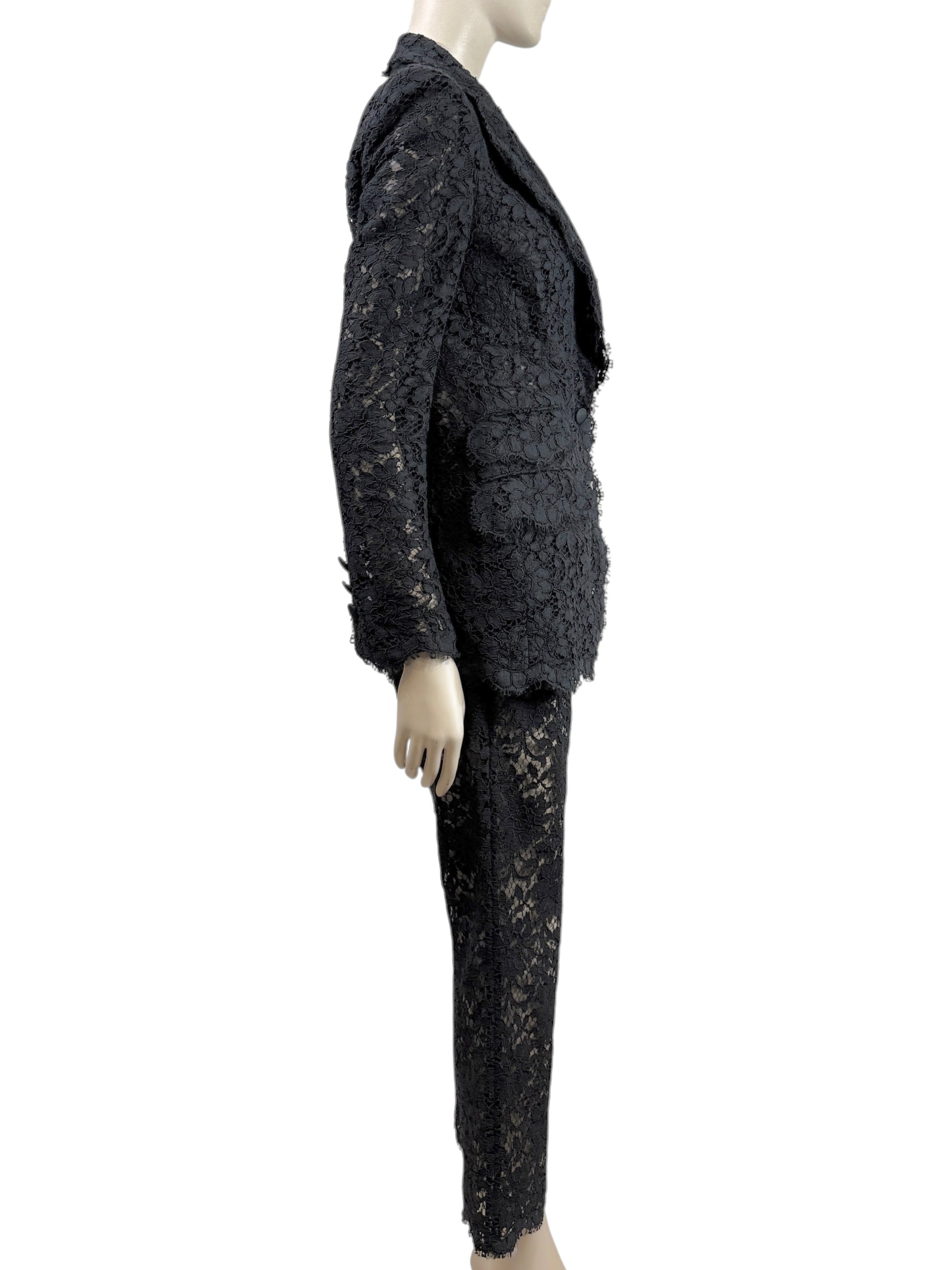 Dolce Gabbana Spring 2015 black guipure trouser suit