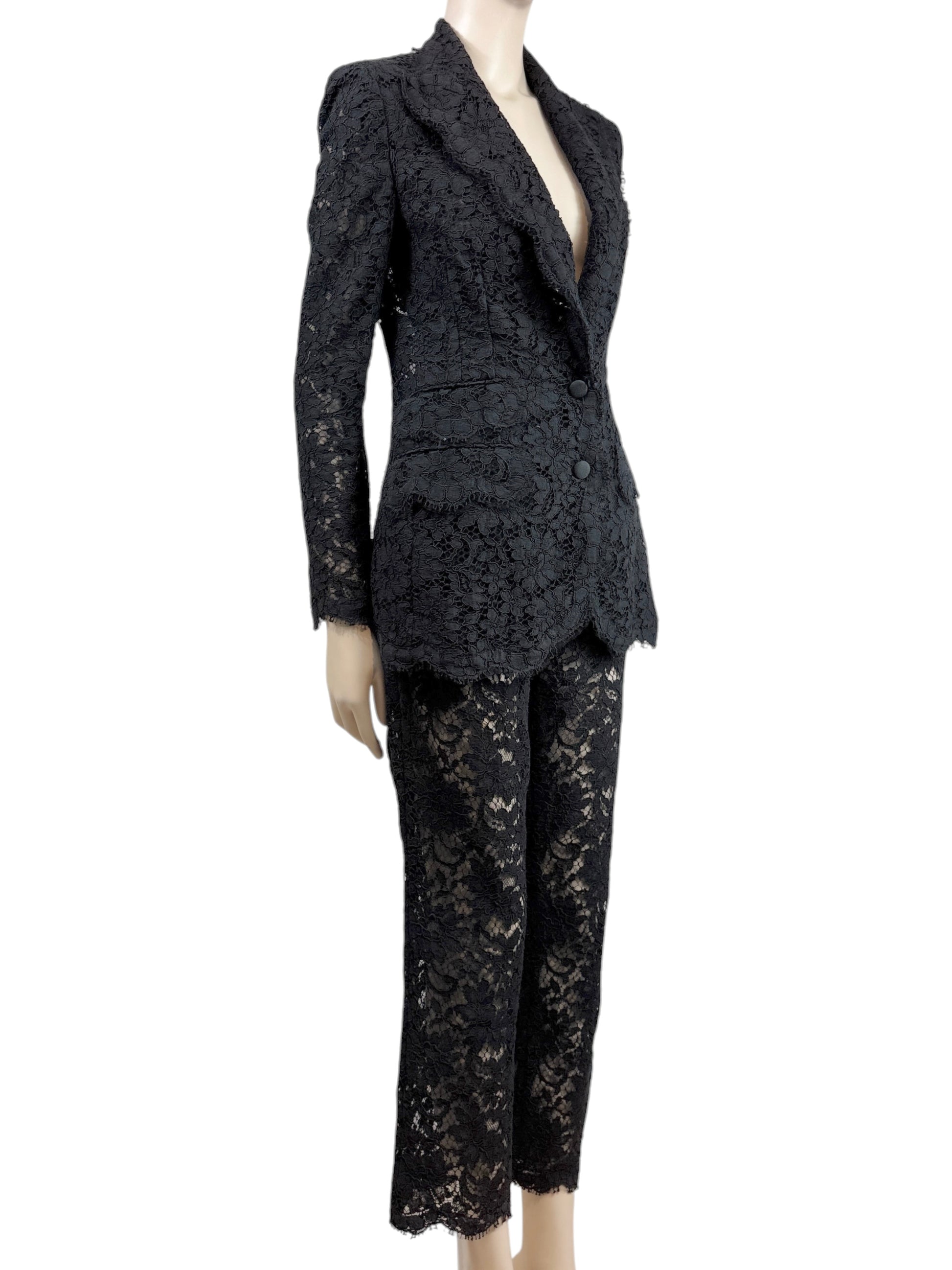 Dolce Gabbana Spring 2015 black guipure trouser suit
