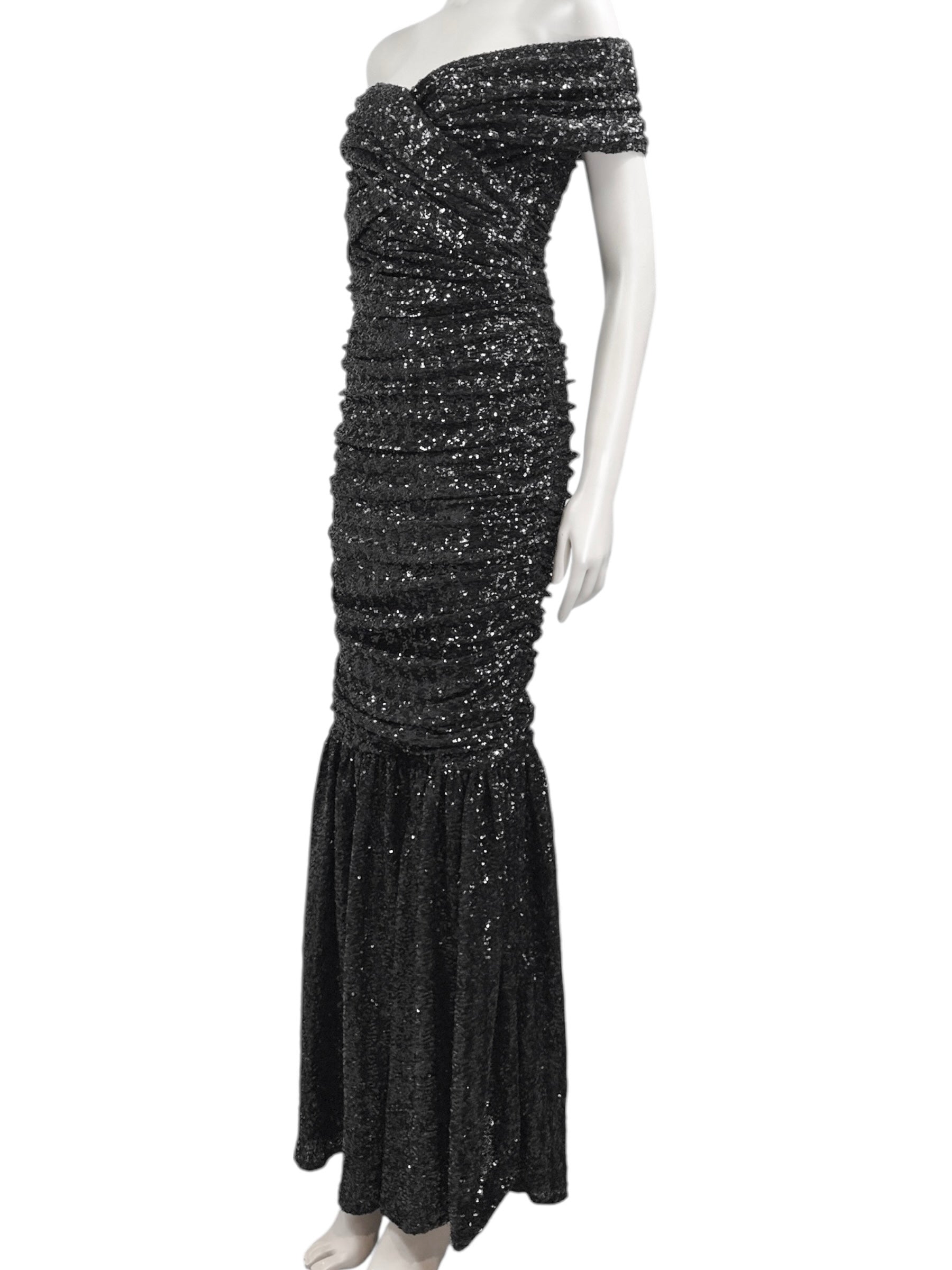 Dolce Gabbana long black sequin dress