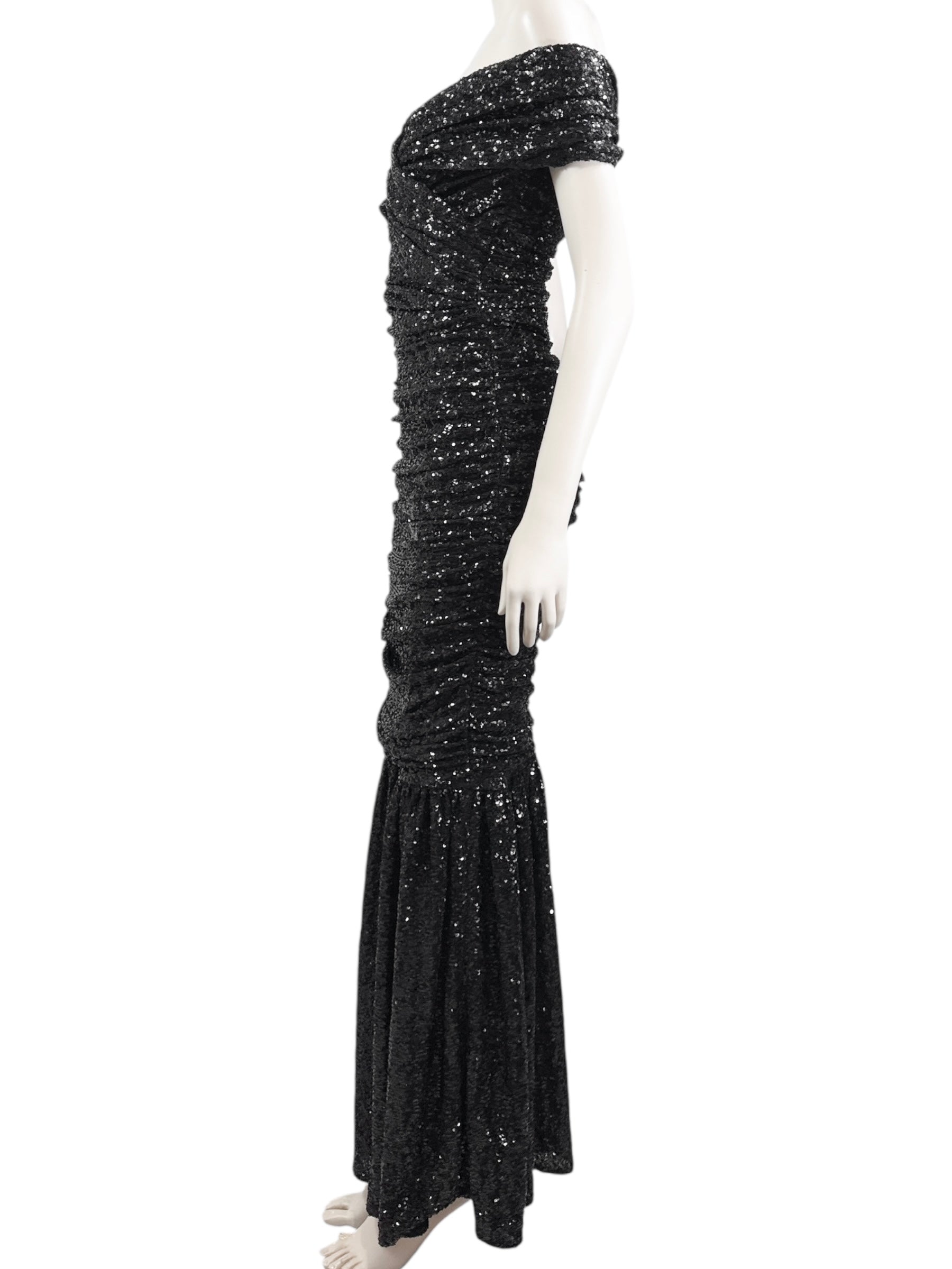 Dolce Gabbana long black sequin dress