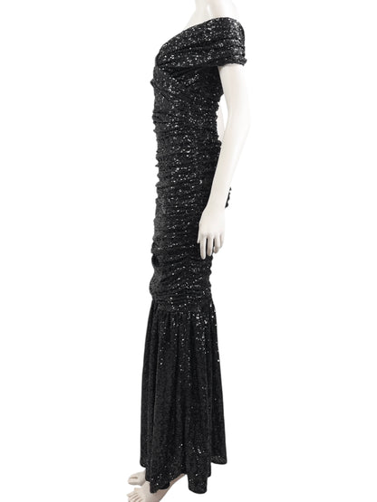 Dolce Gabbana long black sequin dress