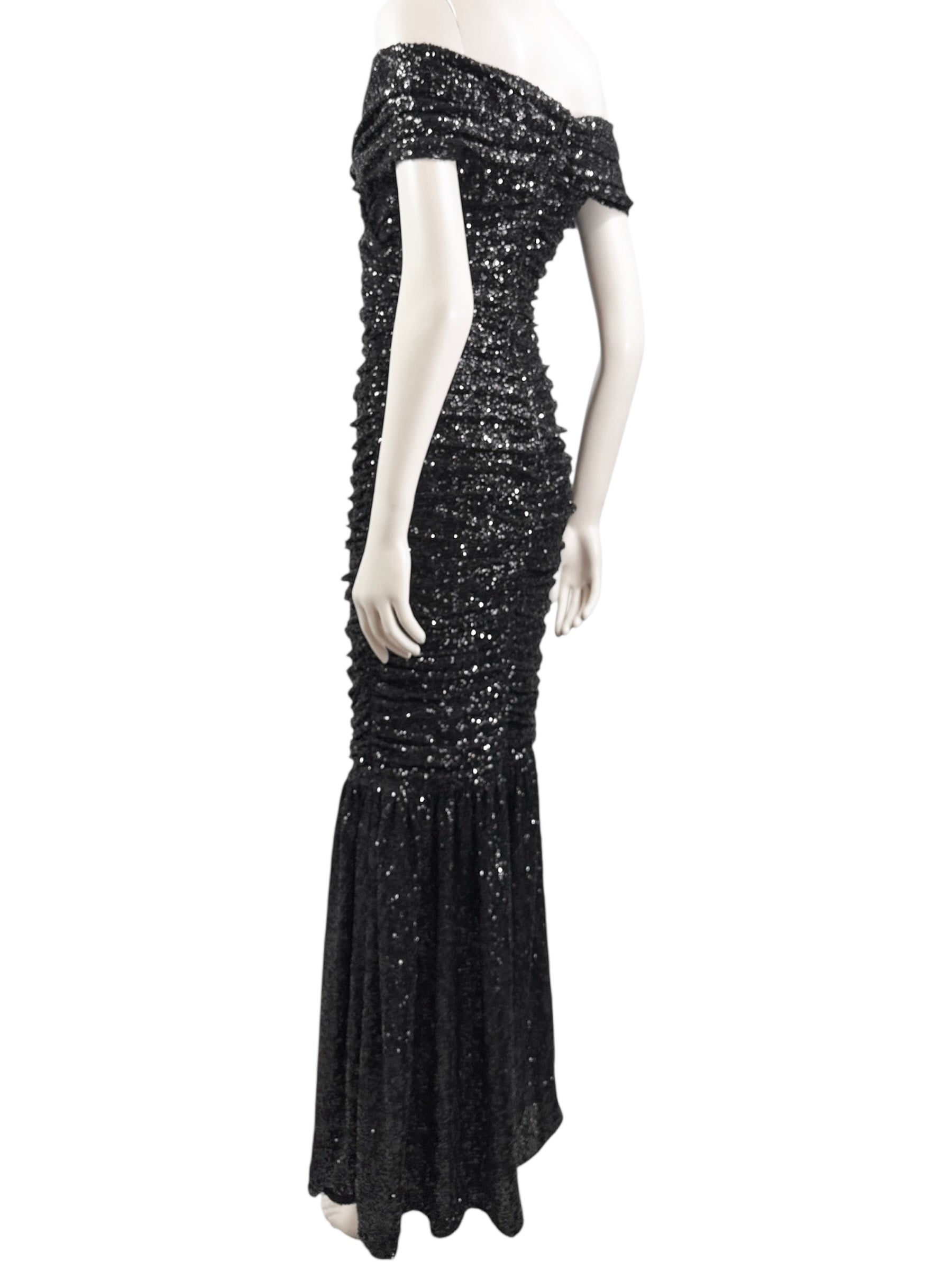 Dolce Gabbana long black sequin dress