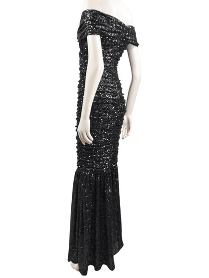 Dolce Gabbana long black sequin dress