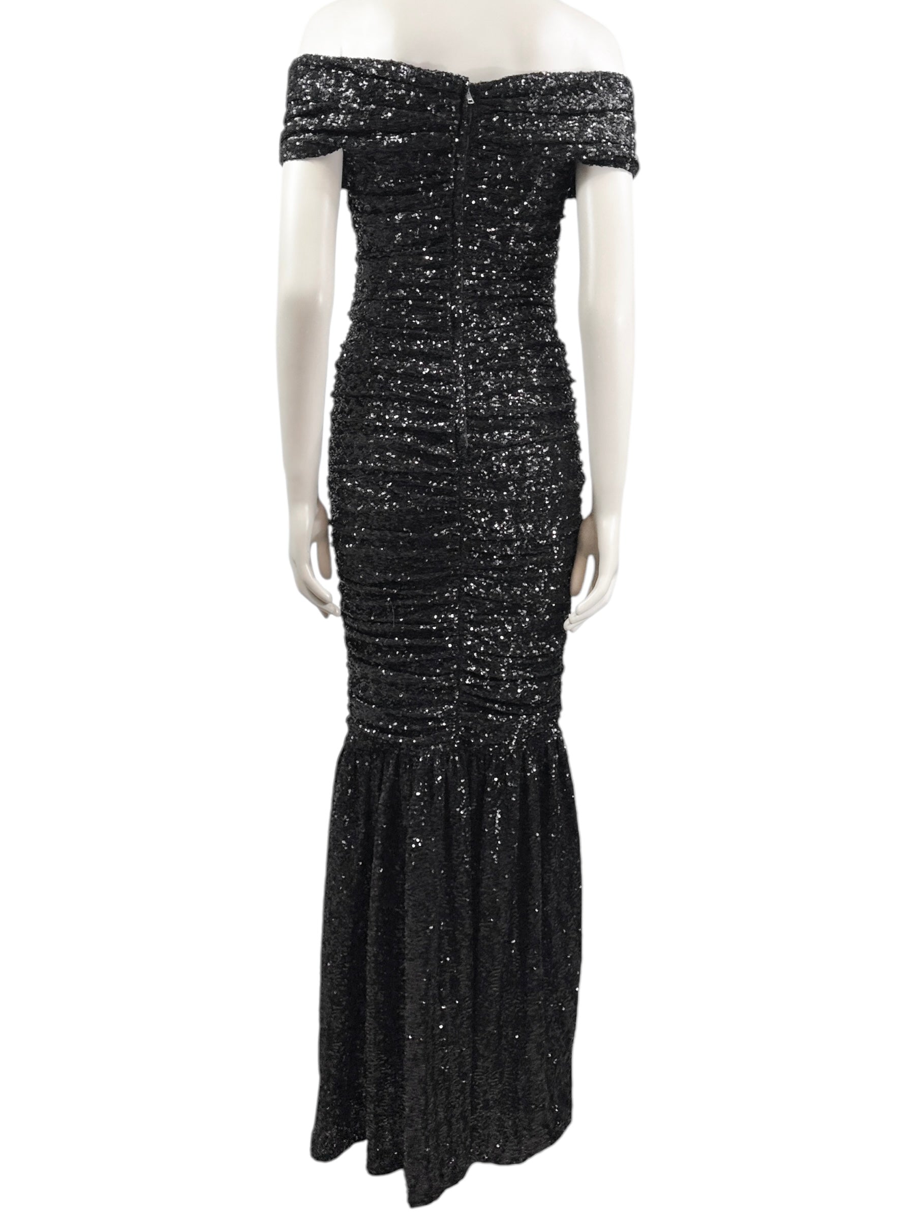 Dolce Gabbana long black sequin dress