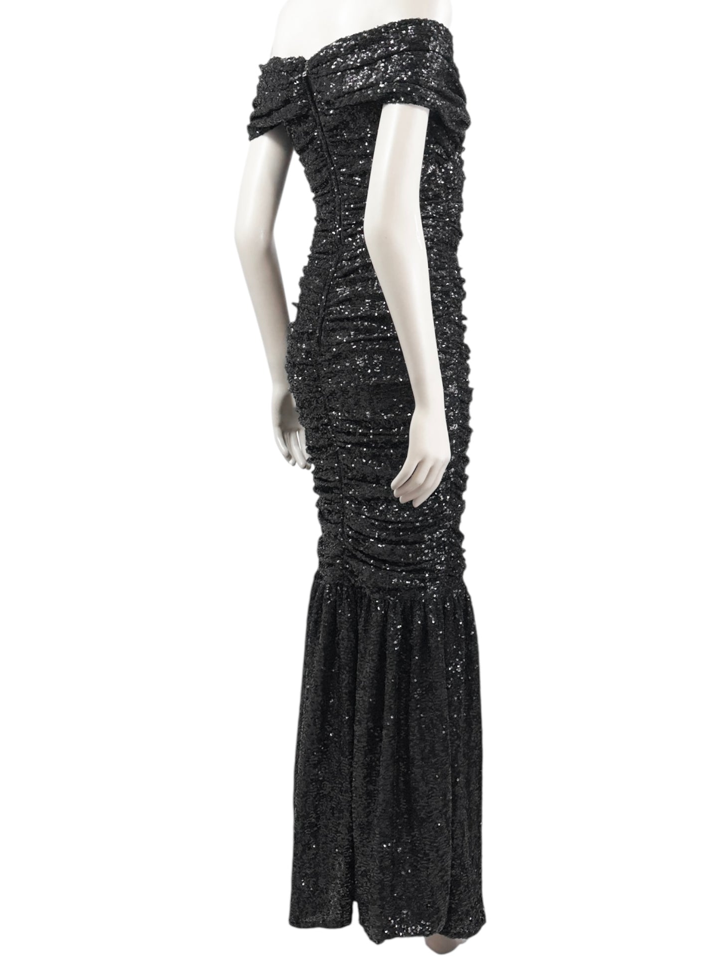 Dolce Gabbana long black sequin dress