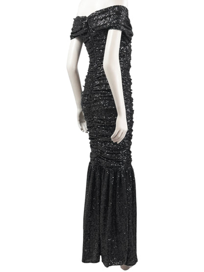 Dolce Gabbana long black sequin dress
