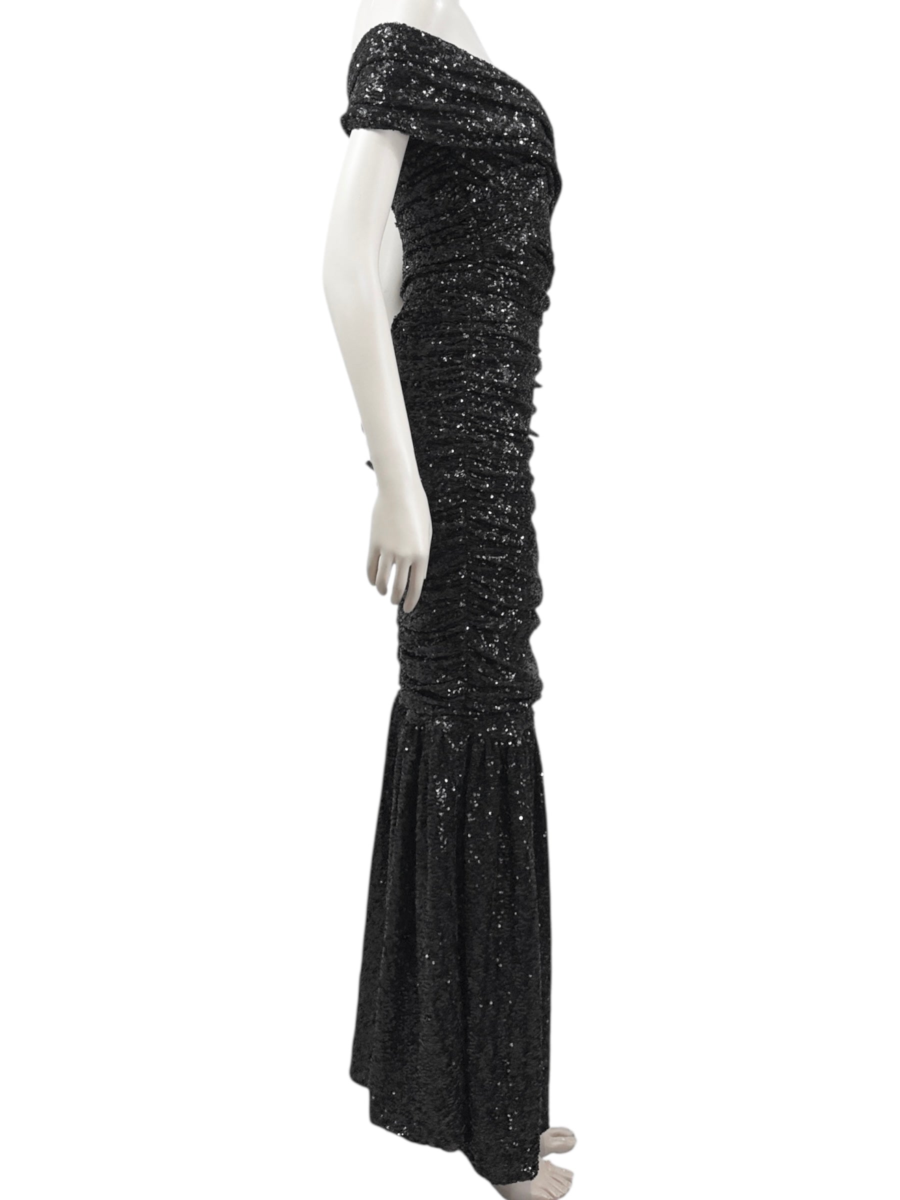 Dolce Gabbana long black sequin dress