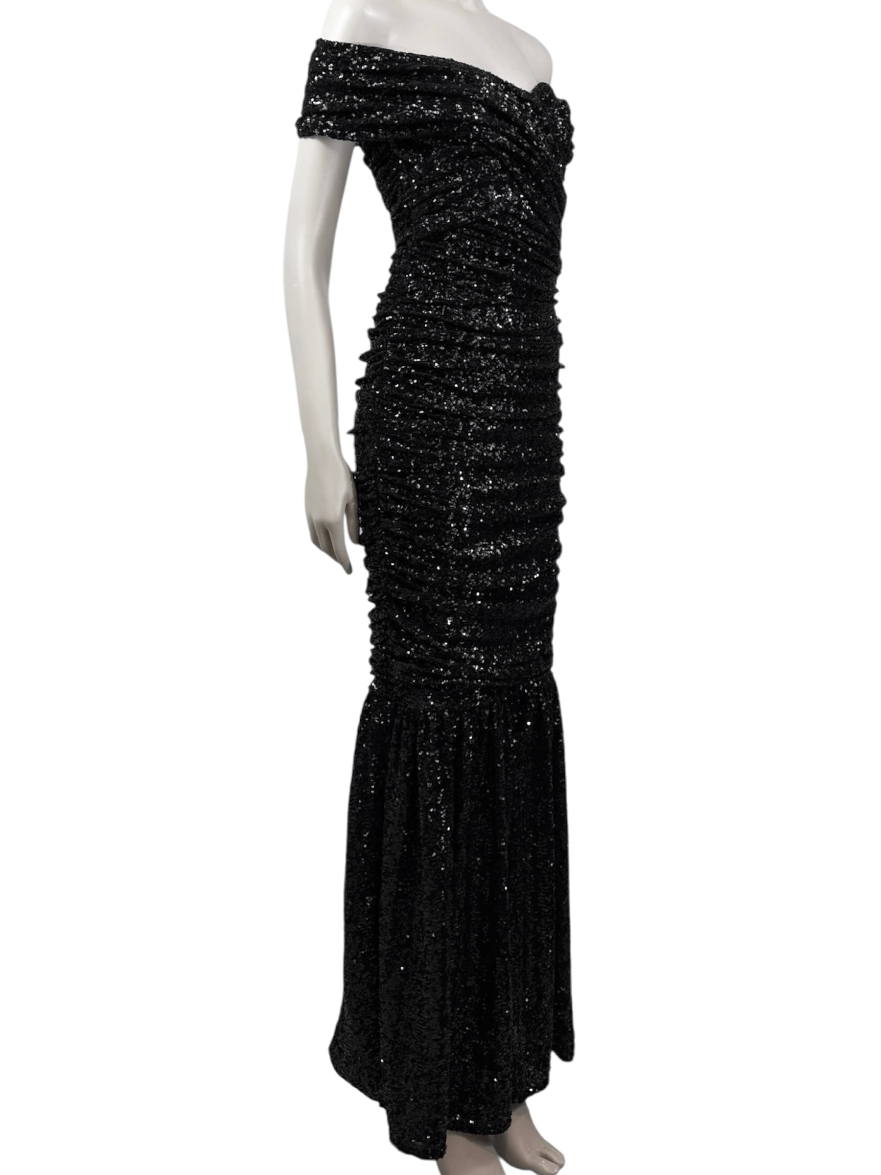 Dolce Gabbana long black sequin dress