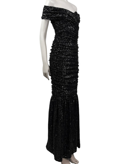 Dolce Gabbana long black sequin dress