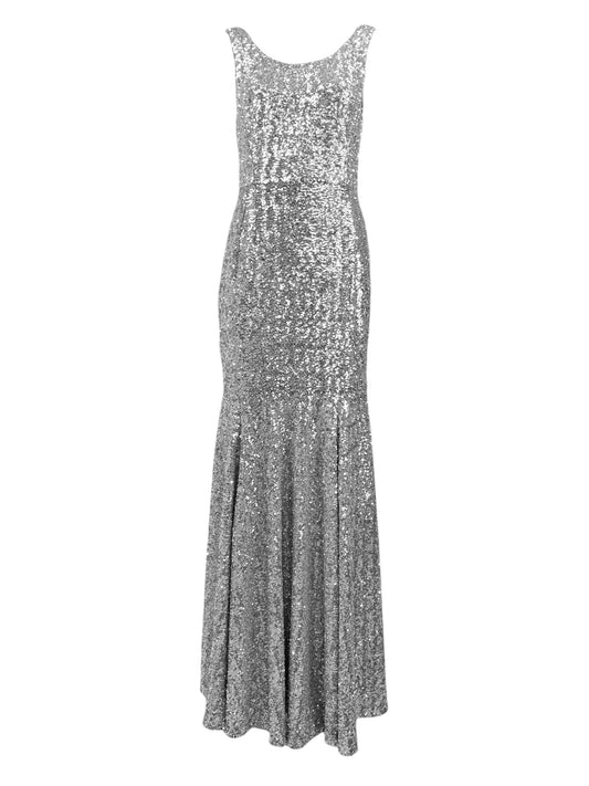 Dolce Gabbana long silver sequin dress