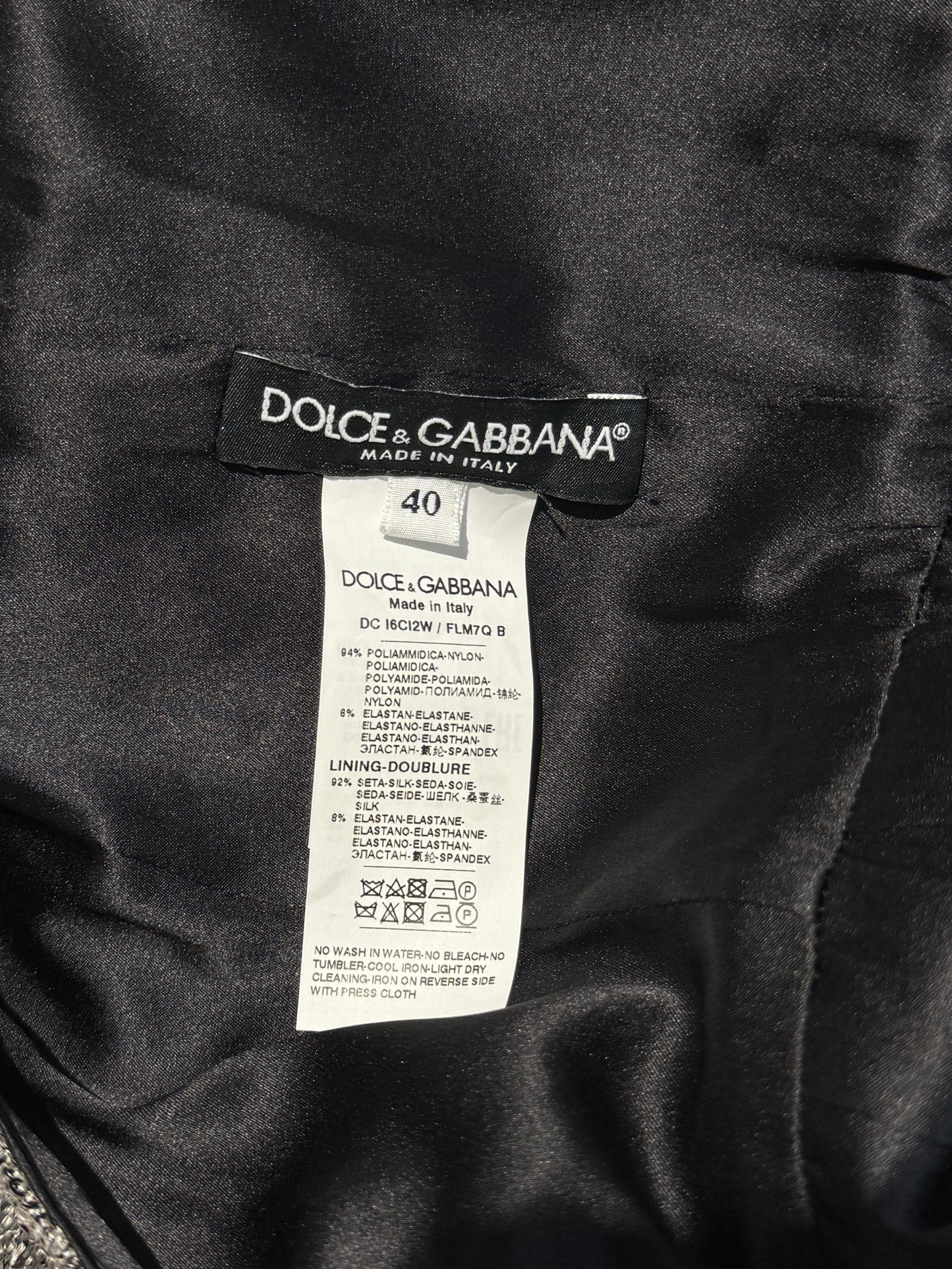 Dolce Gabbana long silver sequin dress