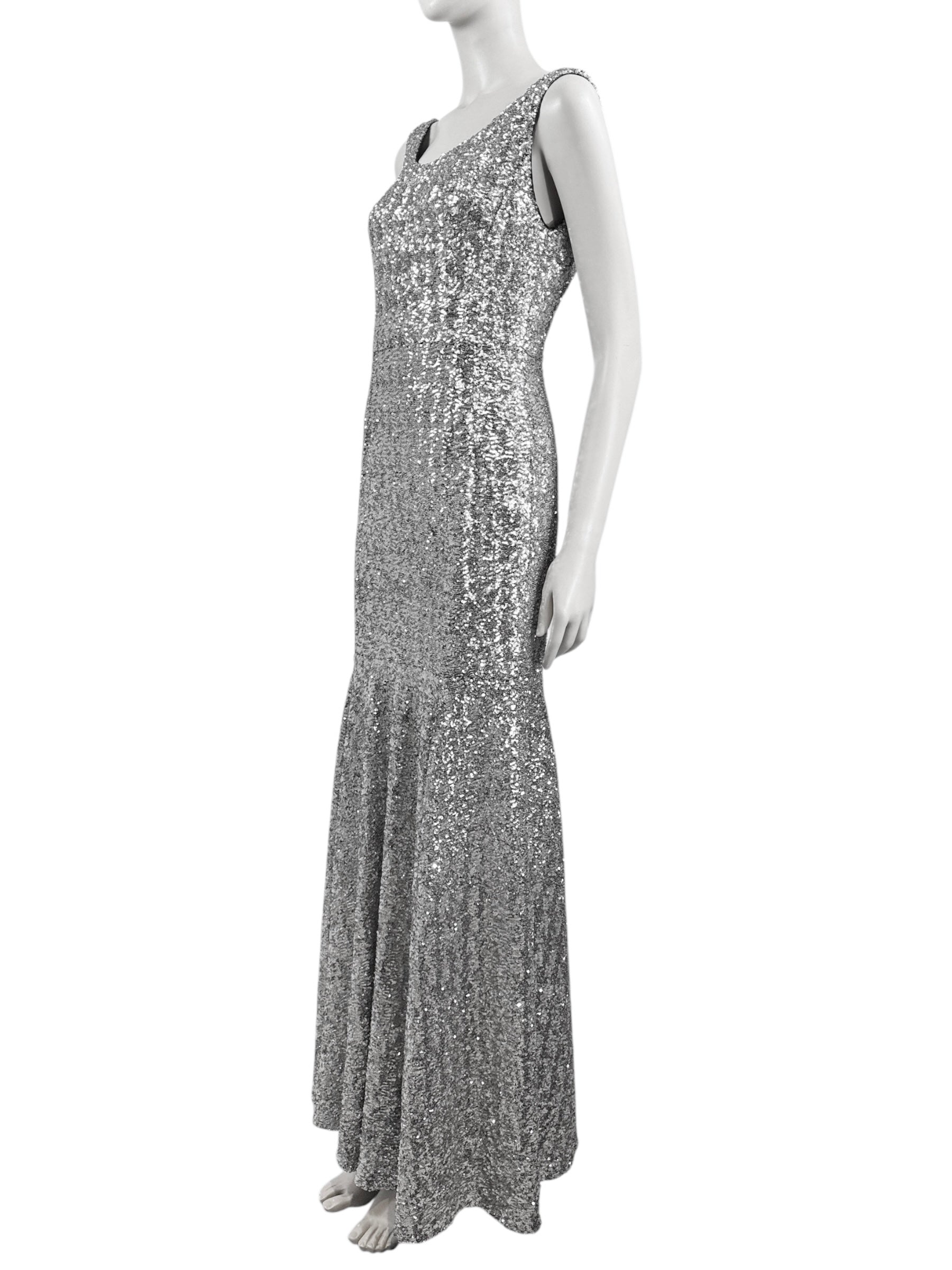 Dolce Gabbana long silver sequin dress