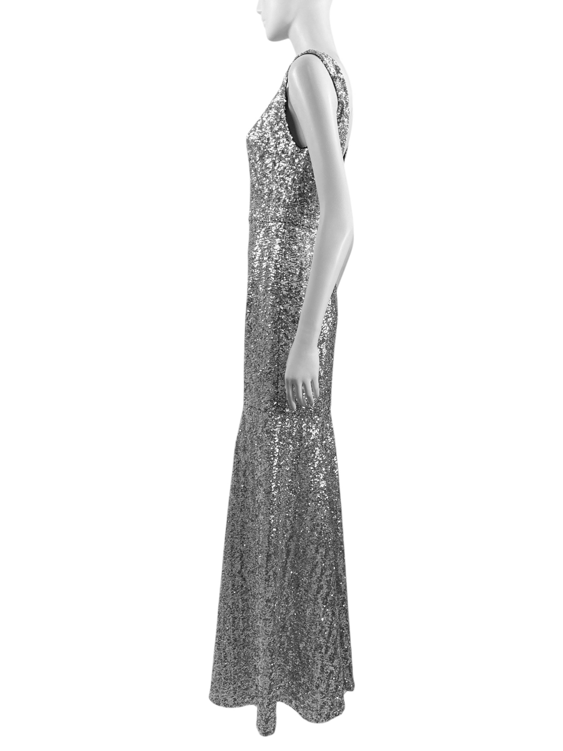 Dolce Gabbana long silver sequin dress