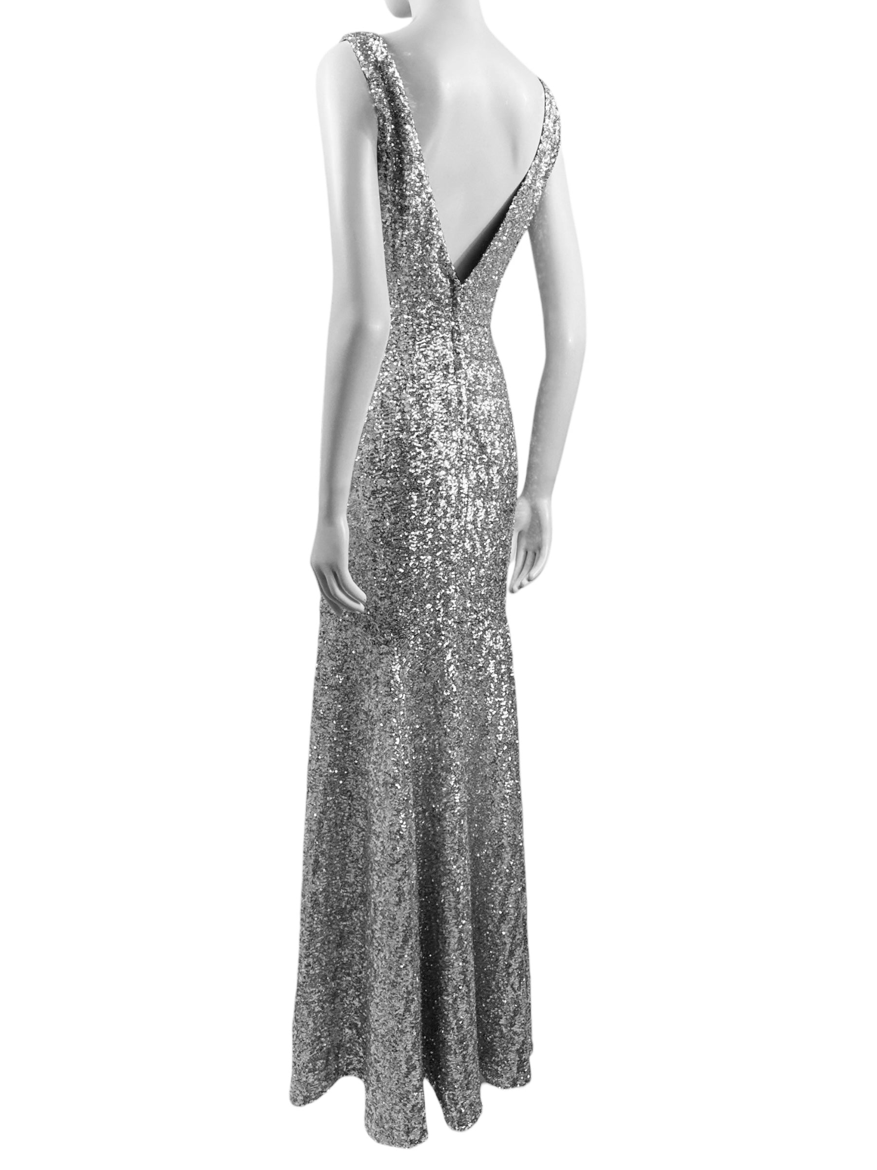 Dolce Gabbana long silver sequin dress