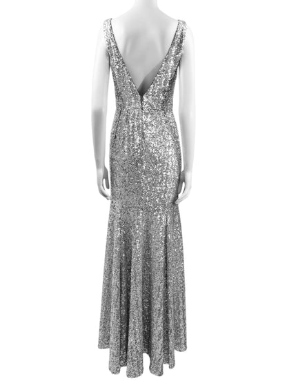 Dolce Gabbana long silver sequin dress