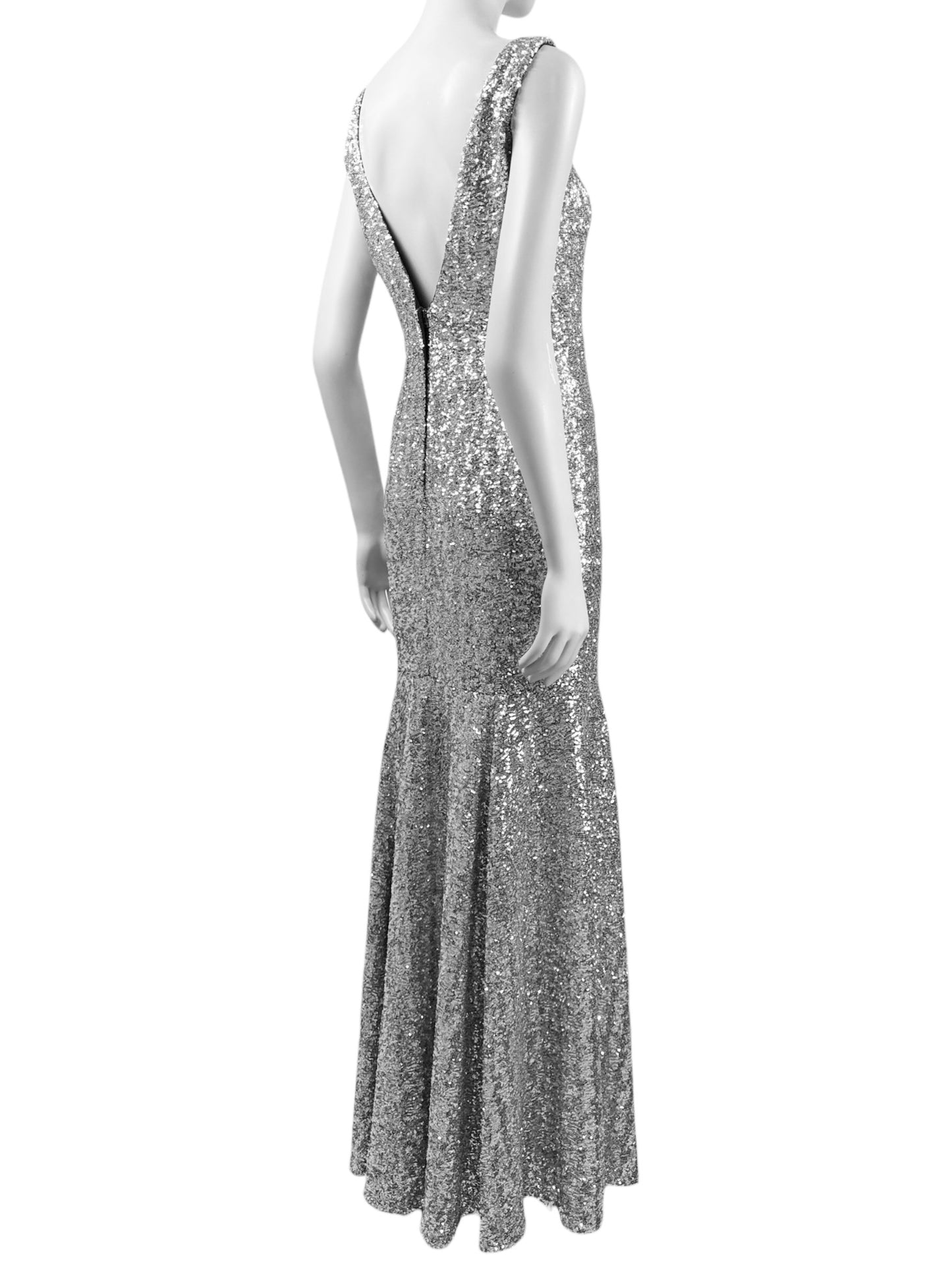 Dolce Gabbana long silver sequin dress
