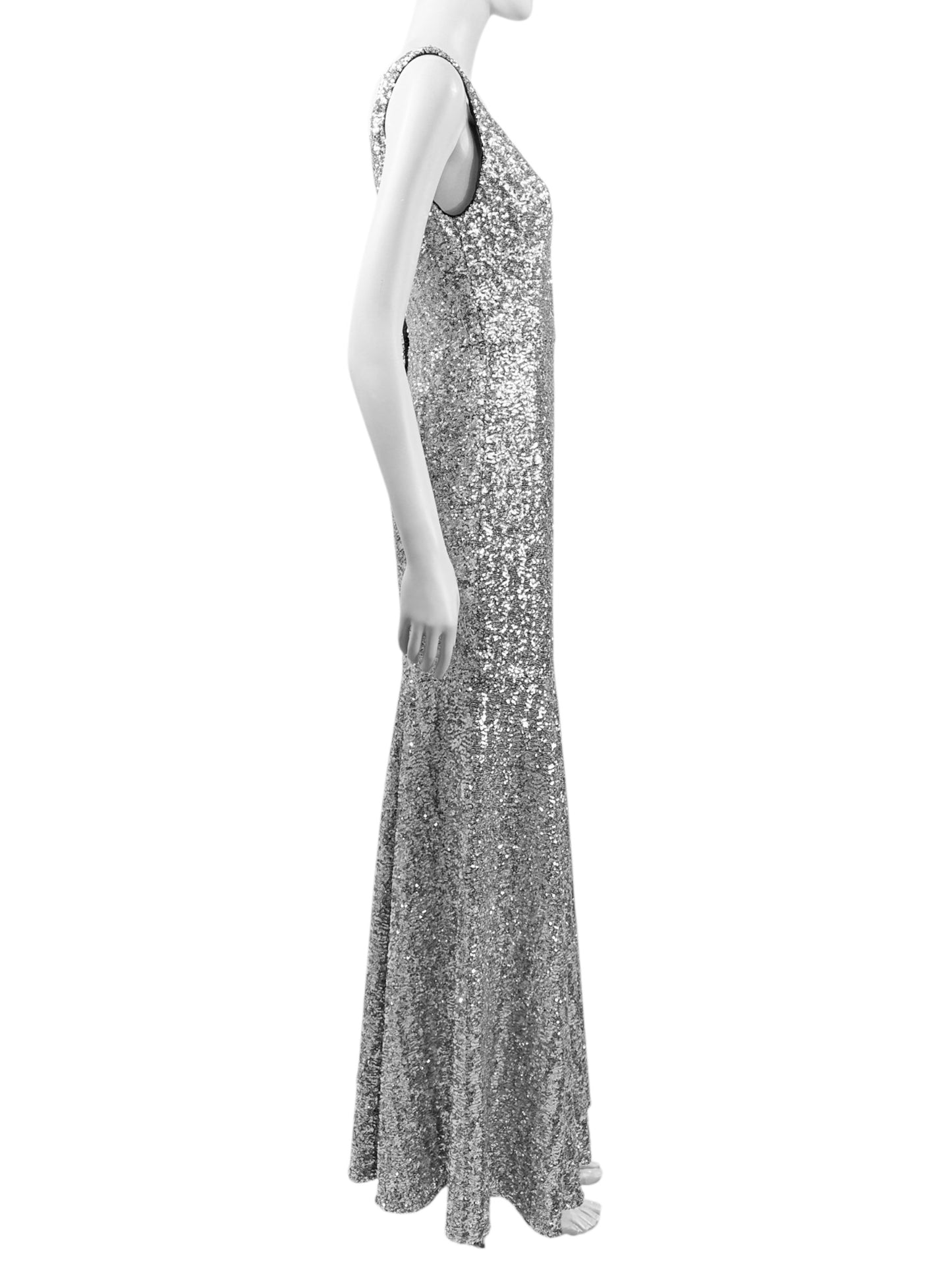 Dolce Gabbana long silver sequin dress