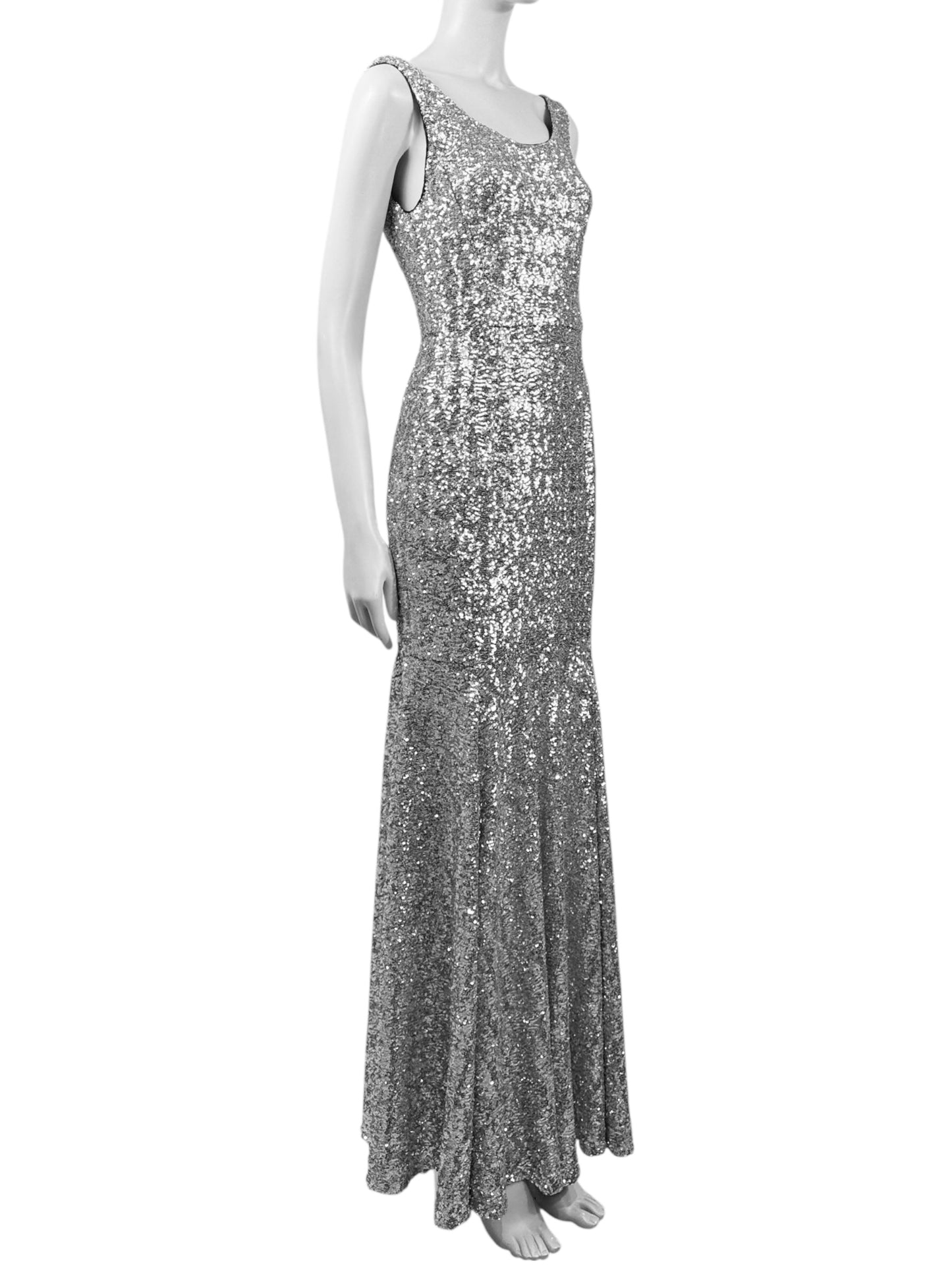 Dolce Gabbana long silver sequin dress