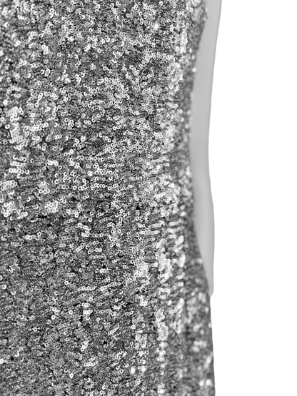 Dolce Gabbana long silver sequin dress