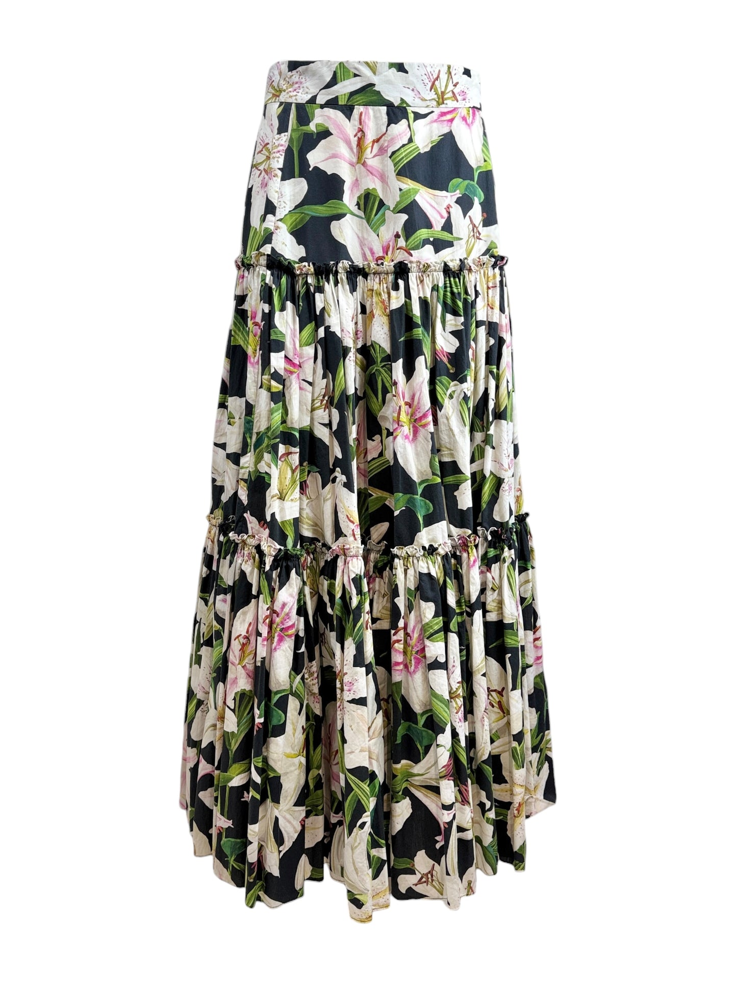 Dolce Gabbana maxi floral printed ruffled skirt