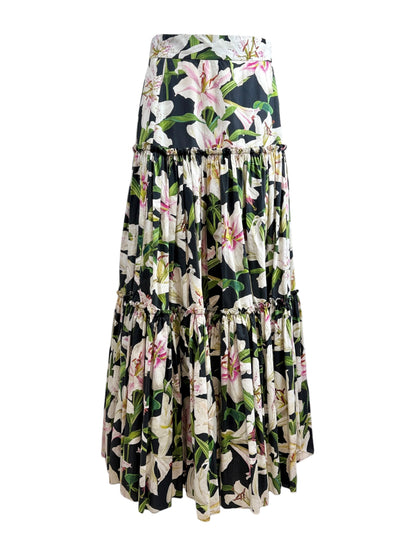 Dolce Gabbana maxi floral printed ruffled skirt