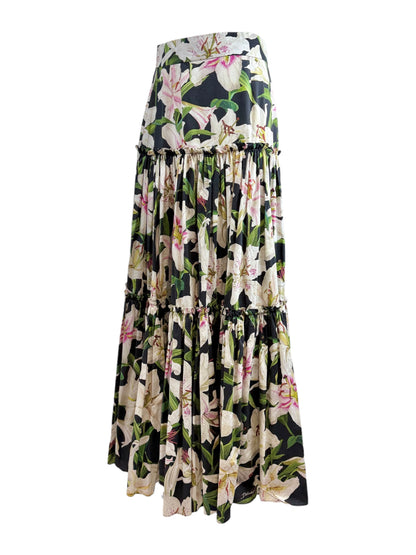 Dolce Gabbana maxi floral printed ruffled skirt