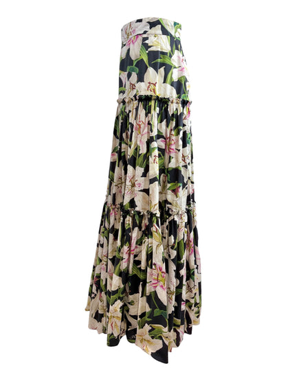 Dolce Gabbana maxi floral printed ruffled skirt