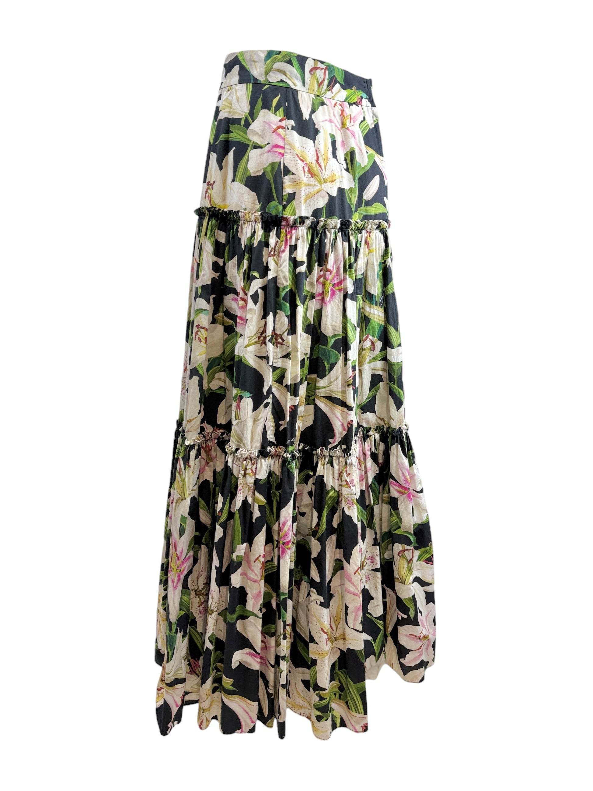 Dolce Gabbana maxi floral printed ruffled skirt