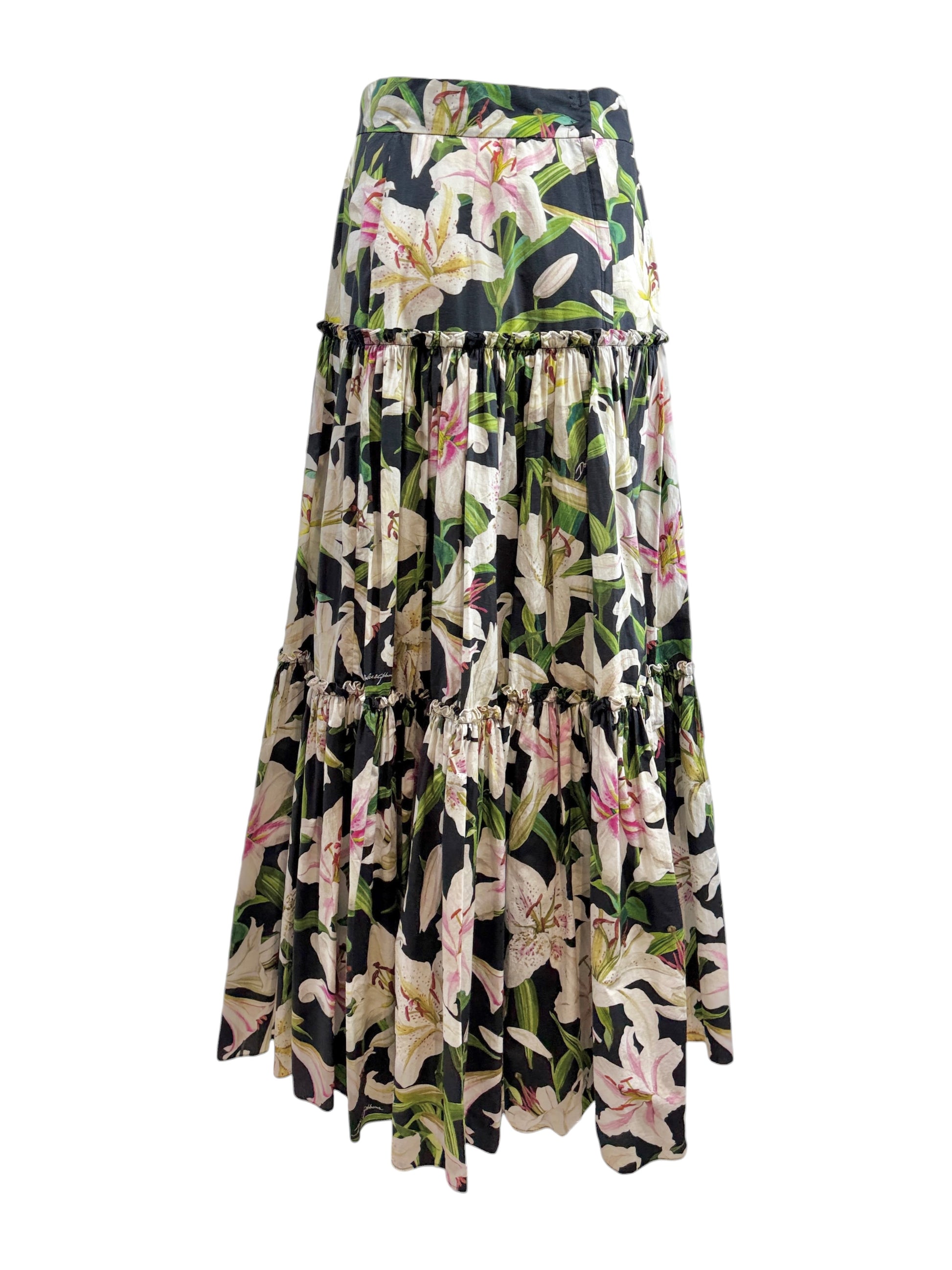 Dolce Gabbana maxi floral printed ruffled skirt