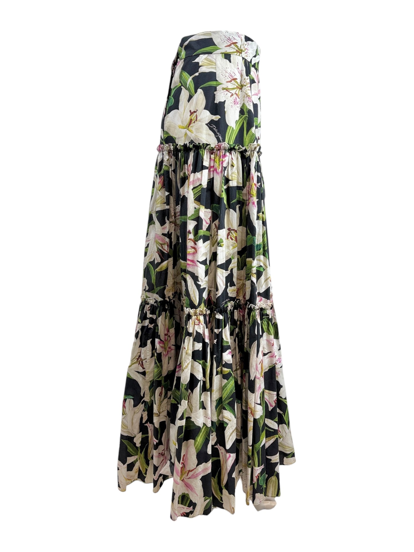 Dolce Gabbana maxi floral printed ruffled skirt