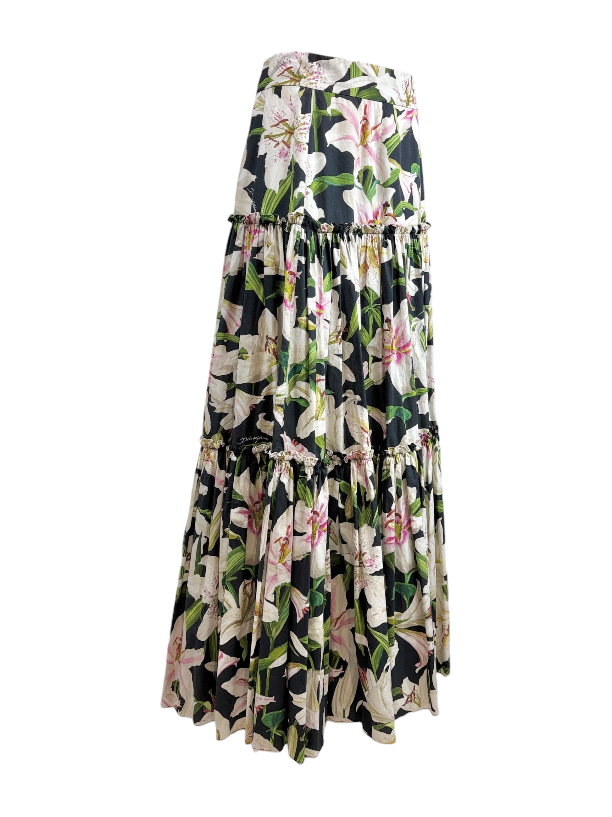 Dolce Gabbana maxi floral printed ruffled skirt