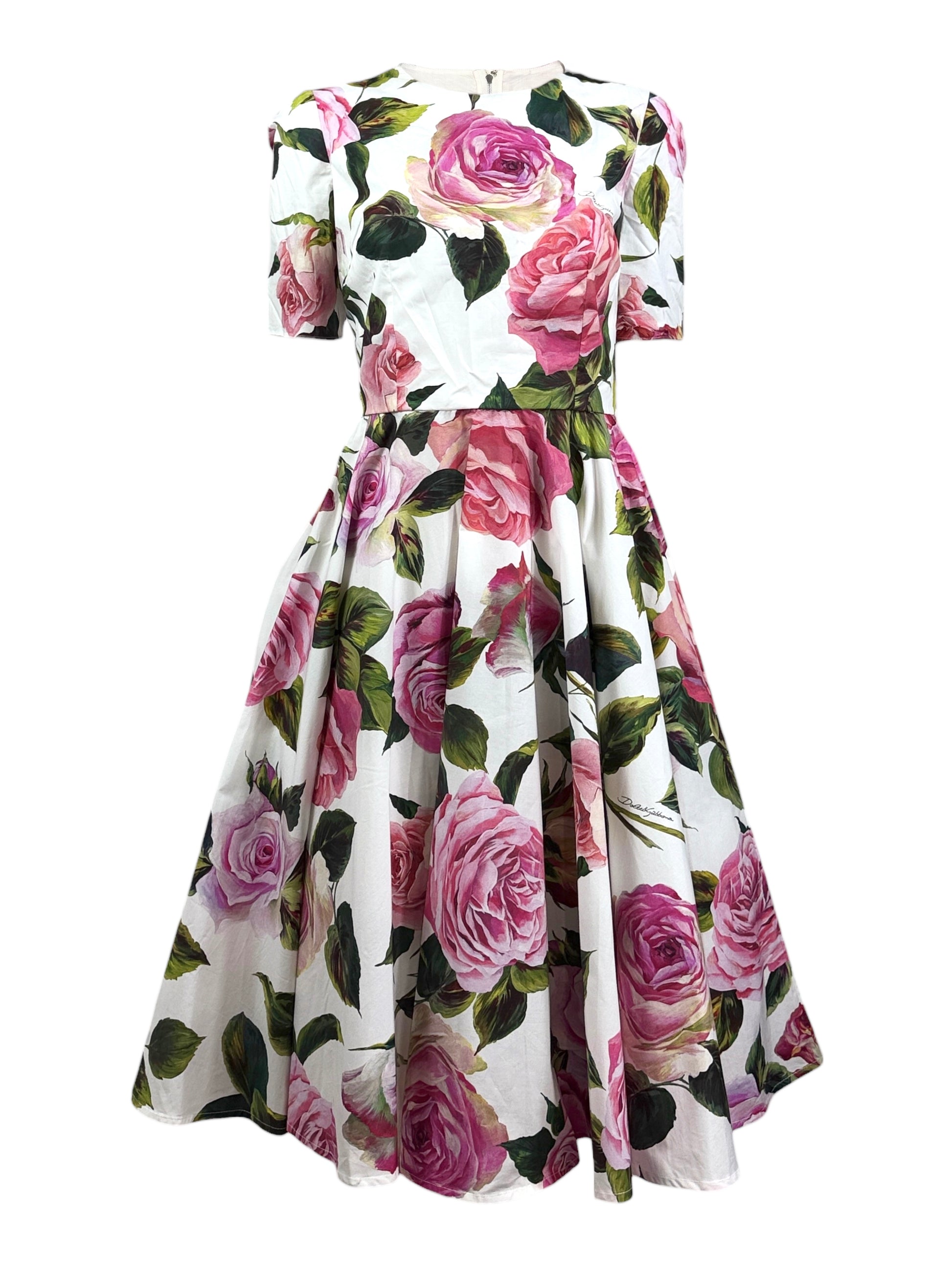 Dolce Gabbana printed cotton roses dress