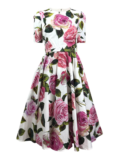 Dolce Gabbana printed cotton roses dress