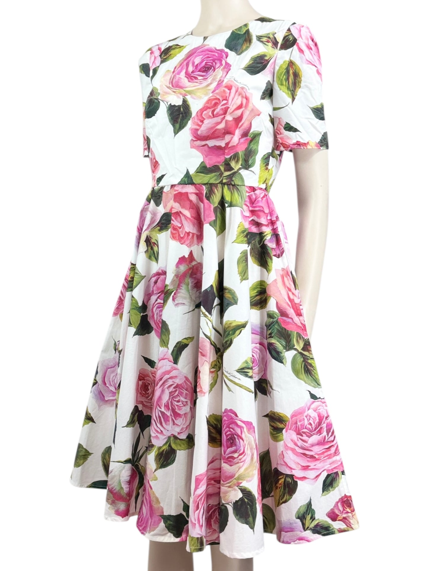 Dolce Gabbana printed cotton roses dress