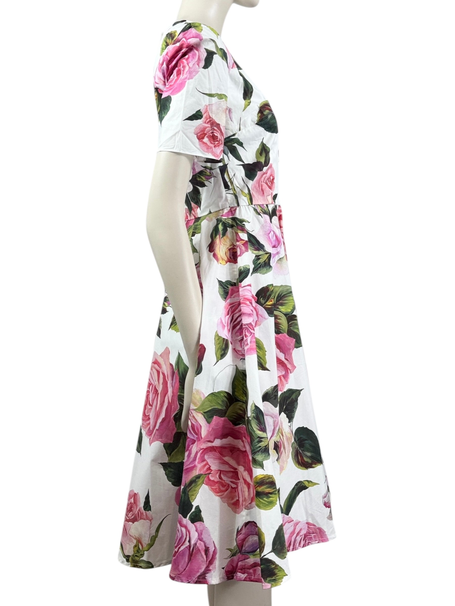 Dolce Gabbana printed cotton roses dress