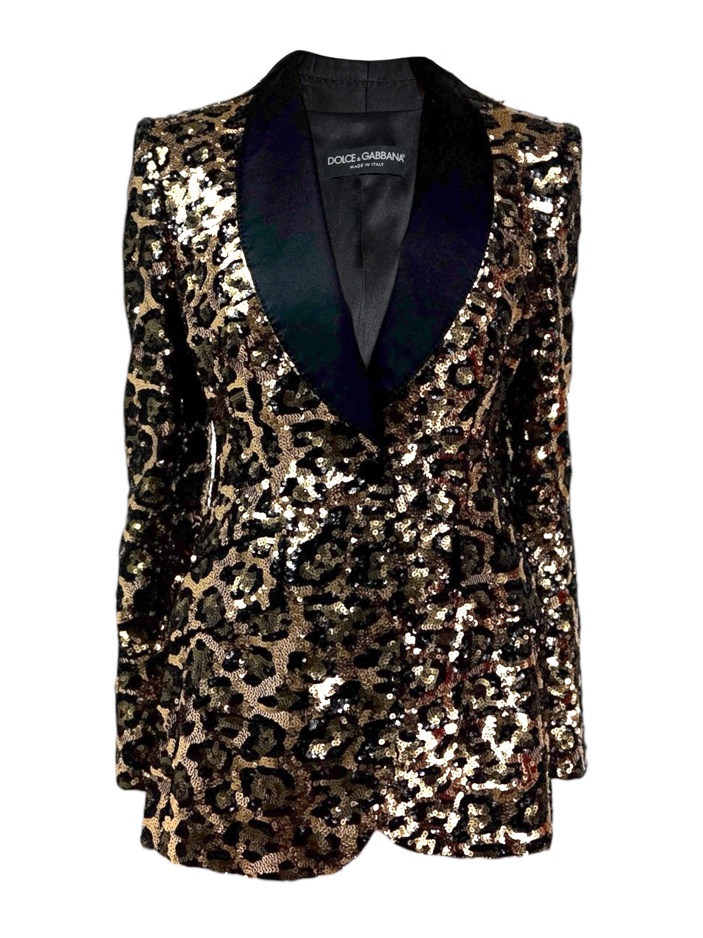 Dolce Gabbana tuxedo glitter sequined leopard jacket